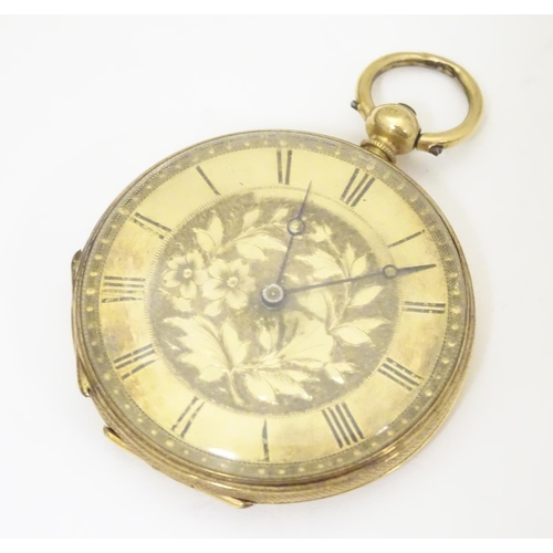 963 - A 19thC pocket fob watch, the movement signed James Hammon & Son , Geneva and with serial number 612... 