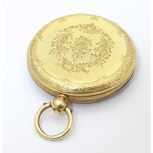 963 - A 19thC pocket fob watch, the movement signed James Hammon & Son , Geneva and with serial number 612... 