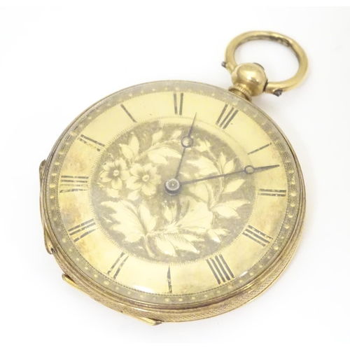 963 - A 19thC pocket fob watch, the movement signed James Hammon & Son , Geneva and with serial number 612... 