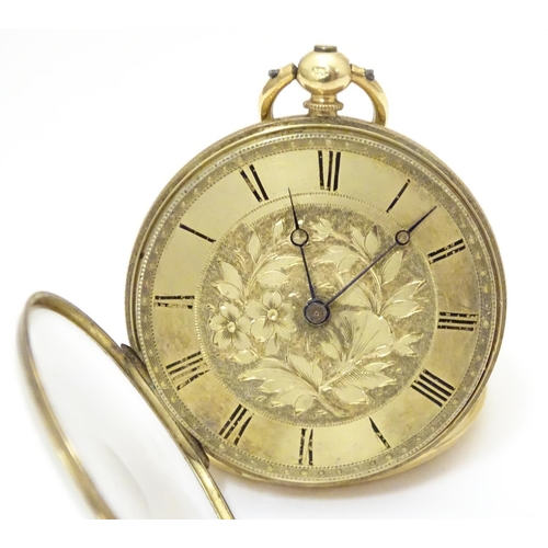 963 - A 19thC pocket fob watch, the movement signed James Hammon & Son , Geneva and with serial number 612... 