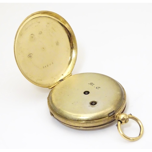 963 - A 19thC pocket fob watch, the movement signed James Hammon & Son , Geneva and with serial number 612... 