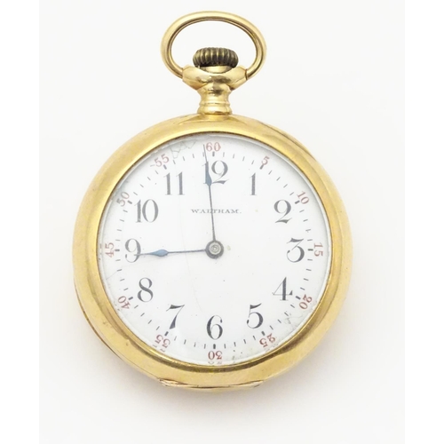 964 - A Waltham pocket / fob watch, the movement signed The American Waltham Watch Co., 18ct gold case sta... 