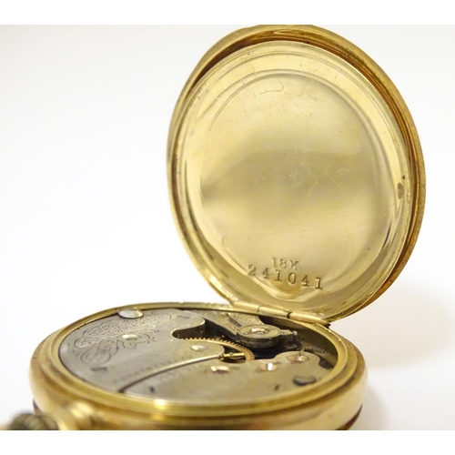 964 - A Waltham pocket / fob watch, the movement signed The American Waltham Watch Co., 18ct gold case sta... 