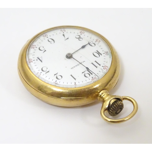 964 - A Waltham pocket / fob watch, the movement signed The American Waltham Watch Co., 18ct gold case sta... 