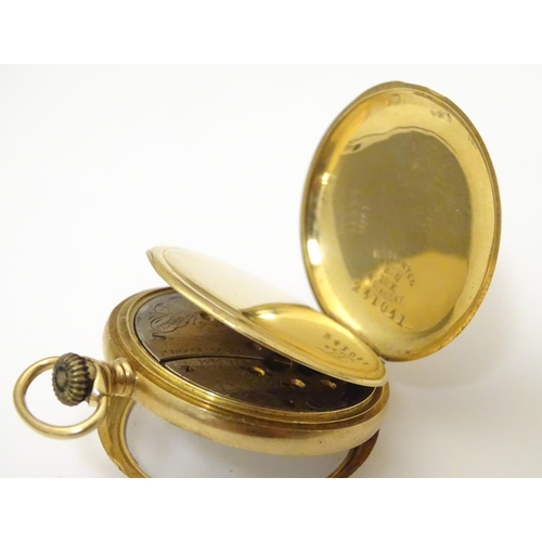 964 - A Waltham pocket / fob watch, the movement signed The American Waltham Watch Co., 18ct gold case sta... 