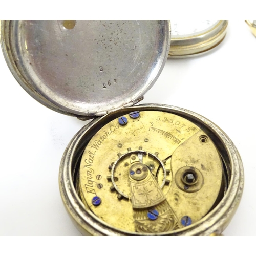 966 - A collection of fob pocket watches and movements, including a gold plated example by Camerer Cuss & ... 