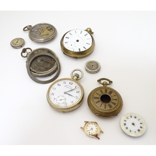 966 - A collection of fob pocket watches and movements, including a gold plated example by Camerer Cuss & ... 