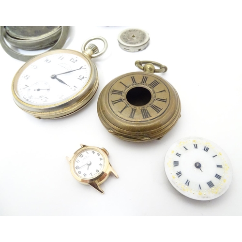 966 - A collection of fob pocket watches and movements, including a gold plated example by Camerer Cuss & ... 