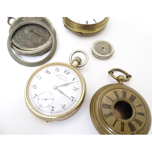 966 - A collection of fob pocket watches and movements, including a gold plated example by Camerer Cuss & ... 