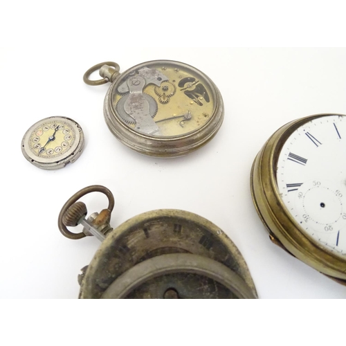 966 - A collection of fob pocket watches and movements, including a gold plated example by Camerer Cuss & ... 