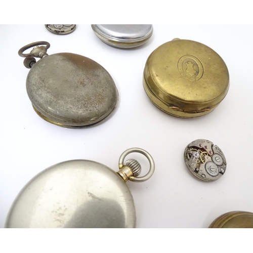 966 - A collection of fob pocket watches and movements, including a gold plated example by Camerer Cuss & ... 