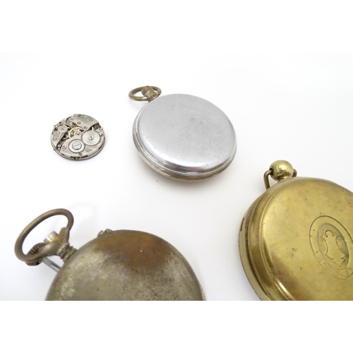 966 - A collection of fob pocket watches and movements, including a gold plated example by Camerer Cuss & ... 