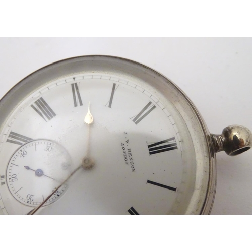 967 - A Victorian pocket watch by J. W. Benson, hallmarked London 1885, the movement signed No. 27164 - By... 