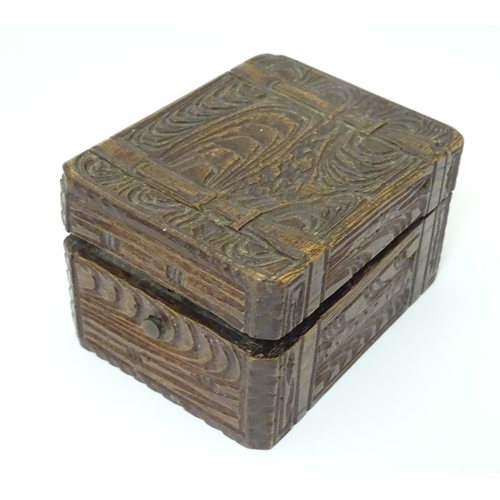 968 - A carved pocket watch travelling case / stand. Together with a pocket / fob watch. (2)