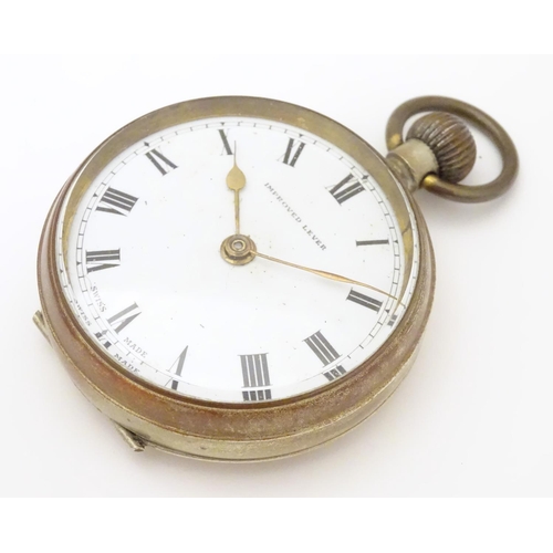 969 - A 19thC pocket fob watch , the 1 5/8