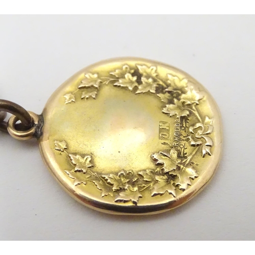 970 - A silver plate Albert watch chain with a 10K gold fob, engraved Wesley College Poetry Contest 1911 -... 