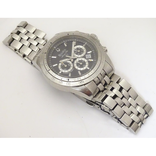 977 - A late 20thC Bulova Marine Star chronometer wrist watch, the stainless steel case with 1 3/8