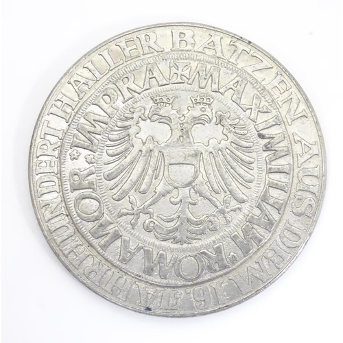 986 - A replica of a Heller coin featuring the imperial eagle and the coat of arms of Schwabisch Hall. App... 