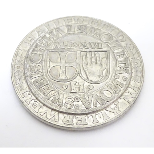 986 - A replica of a Heller coin featuring the imperial eagle and the coat of arms of Schwabisch Hall. App... 