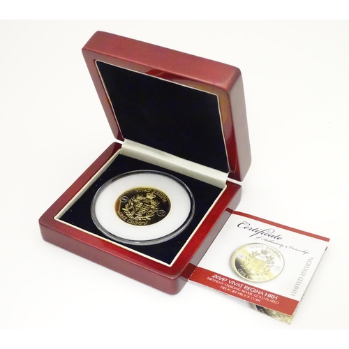 988 - Coin: A limited edition Elizabeth II Vivat Regina Tristan de Cunha 2010 sterling silver gold plated ... 