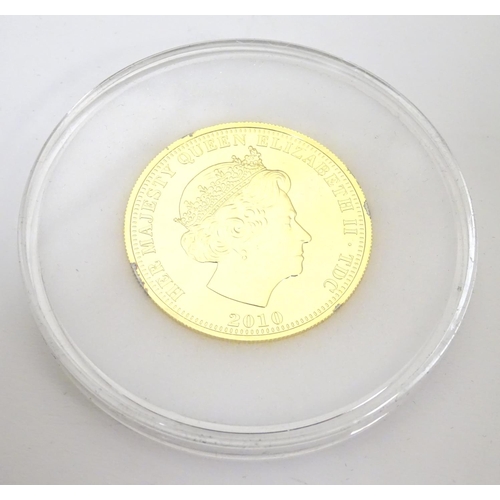 988 - Coin: A limited edition Elizabeth II Vivat Regina Tristan de Cunha 2010 sterling silver gold plated ... 