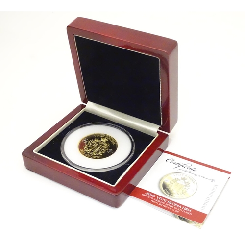 989 - Coin: A limited edition Elizabeth II Vivat Regina Tristan de Cunha 2010 sterling silver gold plated ... 