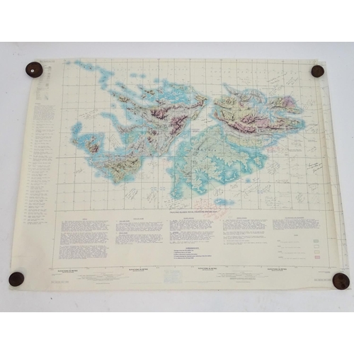 1036 - Militaria: two large topographical 1 to 250,000 scale GSGS maps of the Falkland Islands, each with n... 