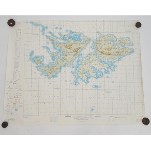 1036 - Militaria: two large topographical 1 to 250,000 scale GSGS maps of the Falkland Islands, each with n... 