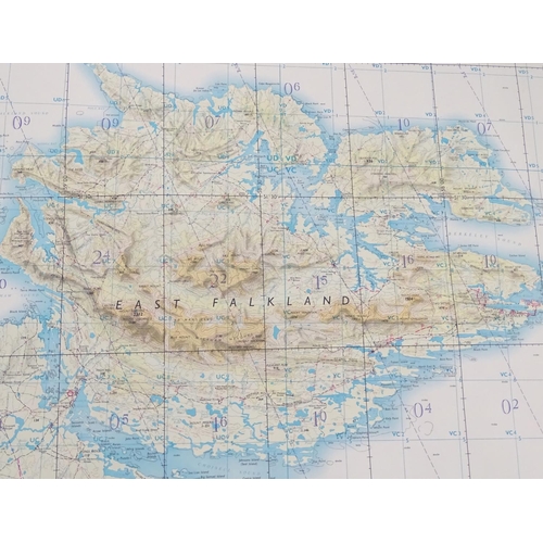 1036 - Militaria: two large topographical 1 to 250,000 scale GSGS maps of the Falkland Islands, each with n... 