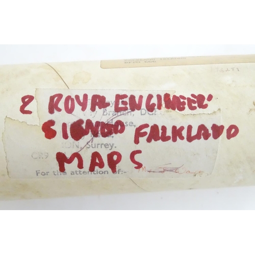 1036 - Militaria: two large topographical 1 to 250,000 scale GSGS maps of the Falkland Islands, each with n... 