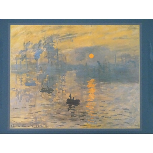 2533 - A folder of eight mounted prints comprising Monet's view of the Thames at sunset, Rural scenes after... 