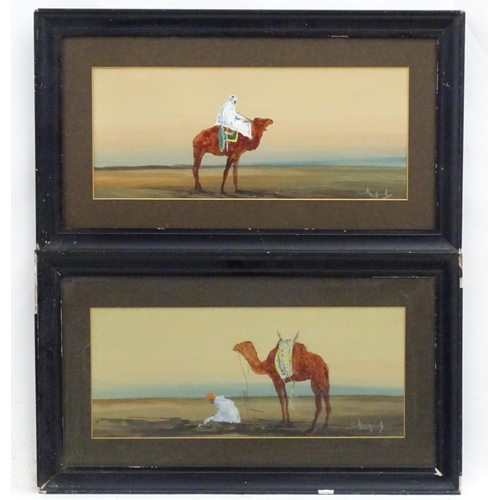 2430 - Indistinctly signed Miguel ?, Early 20th century, Arabic School, A pair of desert landscapes with an... 