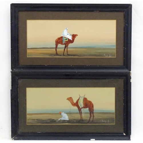 2430 - Indistinctly signed Miguel ?, Early 20th century, Arabic School, A pair of desert landscapes with an... 