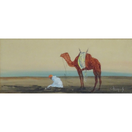 2430 - Indistinctly signed Miguel ?, Early 20th century, Arabic School, A pair of desert landscapes with an... 