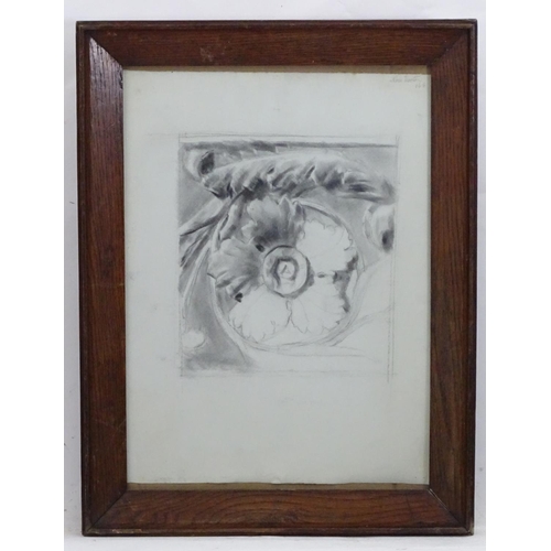 2444 - Nora Hooton, 19th century, Charcoal on paper, A study of an architectural rosette. Signed and dated ... 