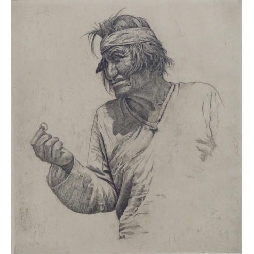 2470 - After Wallace Leroy DeWolf (1854-1930), 19th century, Etching, Navajo Trader, A portrait of a man wi... 