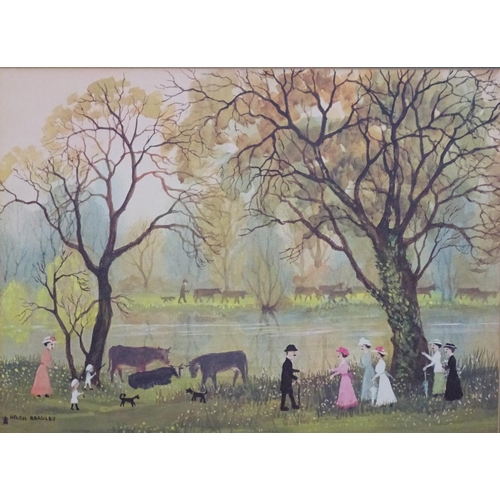 2474 - Helen Layfield Bradley (1900-1979), Lancashire School, Chromolithograph, Friday Walk by the River, A... 