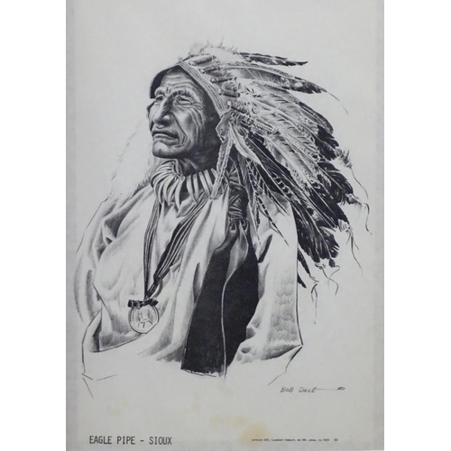 2475 - After Bob Dale (1927-2015), Western Art prints, A pair of sketch portraits of Sioux warriors, Eagle ... 