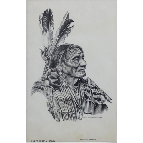 2475 - After Bob Dale (1927-2015), Western Art prints, A pair of sketch portraits of Sioux warriors, Eagle ... 