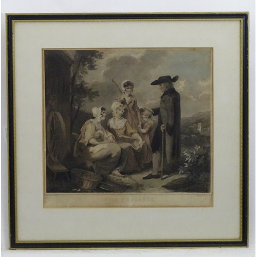 2477 - Anthony Cardon, After Richard Westall (1765-1836), Mezzotint engraving, Irish Peasants, A cleric ble... 