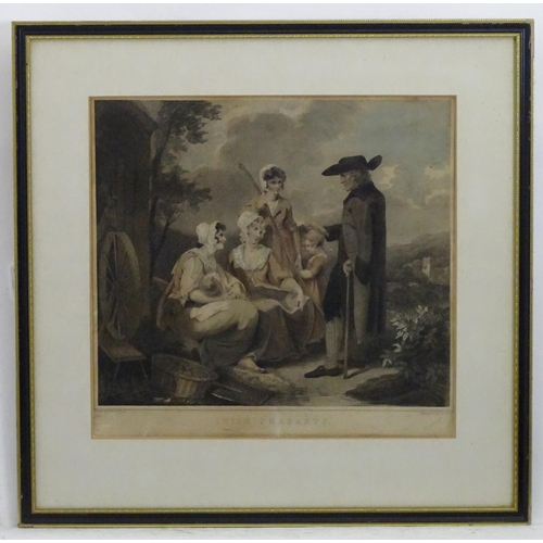 2477 - Anthony Cardon, After Richard Westall (1765-1836), Mezzotint engraving, Irish Peasants, A cleric ble... 