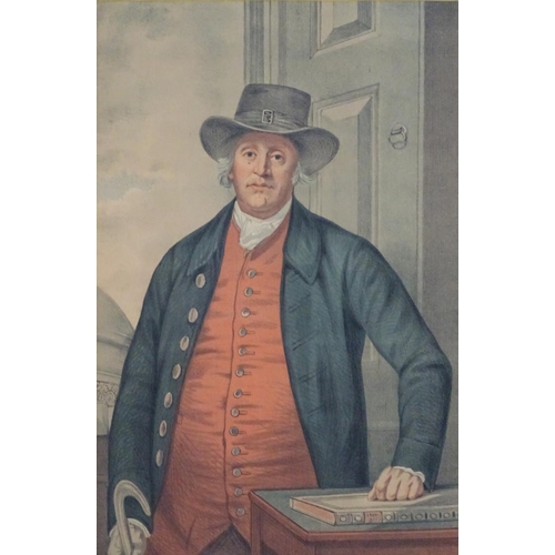 2492 - After Thomas Beach (1738 - 1806), 19th century, Coloured print, A portrait of Mr Tattersall, Founder... 