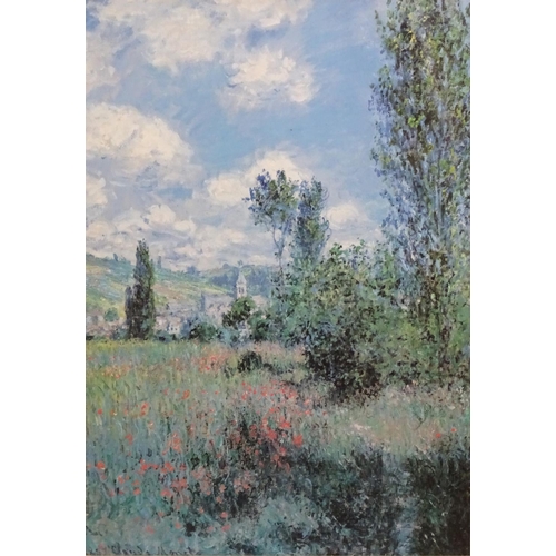 2494 - After Claude Monet (1840-1926), Colour print, View of Vetheuil, France (1880). Facsimile signature l... 