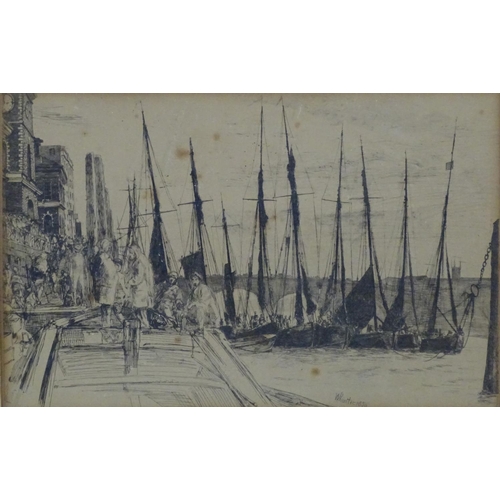 2499 - James McNeill Whistler (1834-1903), Etching, Billingsgate. Facsimile signature and date d1859 lower ... 