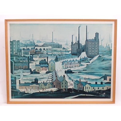 2514 - After Laurence Stephen Lowry (1887-1976), Print, Industrial scene, Ashton-under-Lyne. Facsimile sign... 