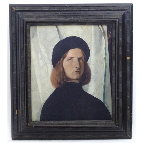 2517 - A Dutch style ripple frame with a colour print of Lorenzo Lotts' Portrait of a Man. Approx. 15 3/4