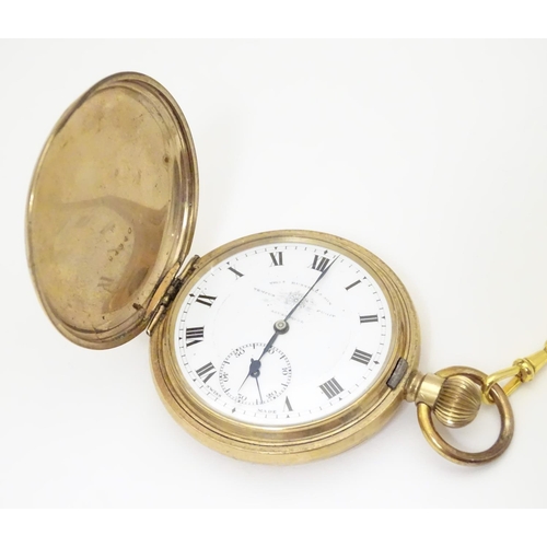 959 - A hunter pocket watch by Thos. Russell & Son of Liverpool, in an Elgin gilt metal case titled the 'R... 