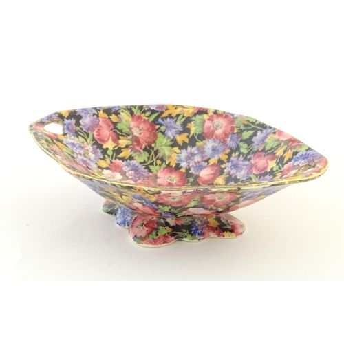 106 - Three ceramic items comprising a Royal Winton basket in the pattern Old Cottage Chintz with flowers ... 