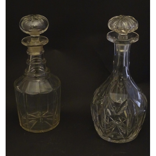 267 - A Georgian three-ring decanter, together with a Victorian  lead crystal decanter and a set of six 20... 