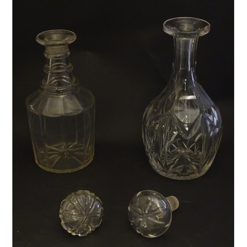 267 - A Georgian three-ring decanter, together with a Victorian  lead crystal decanter and a set of six 20... 